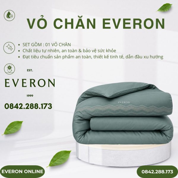 Vỏ chăn Everon ESB26010 gợn sóng biếc Bamboo BST Đơm hoa