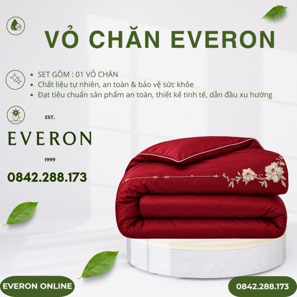 Vỏ chăn Everon ESTC26007 Cẩm chướng đỏ Tencel Blend BST Đơm hoa