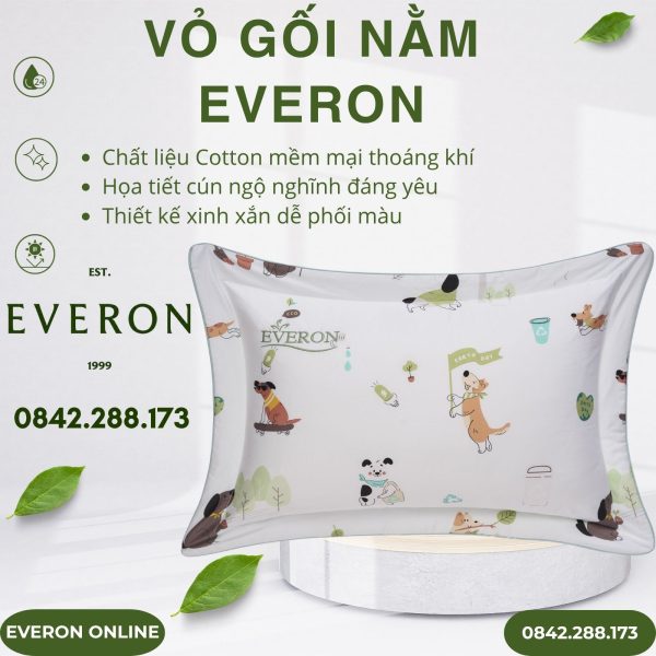Vỏ gối nằm Everon CPC25201 Cún Thân Thiện Cotton