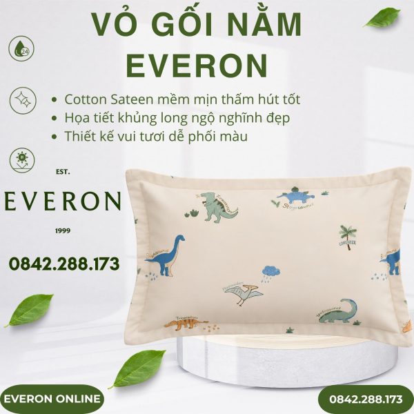 Vỏ gối nằm Everon CPC26204 Cổ Dài Ba Sừng Cotton Sateen
