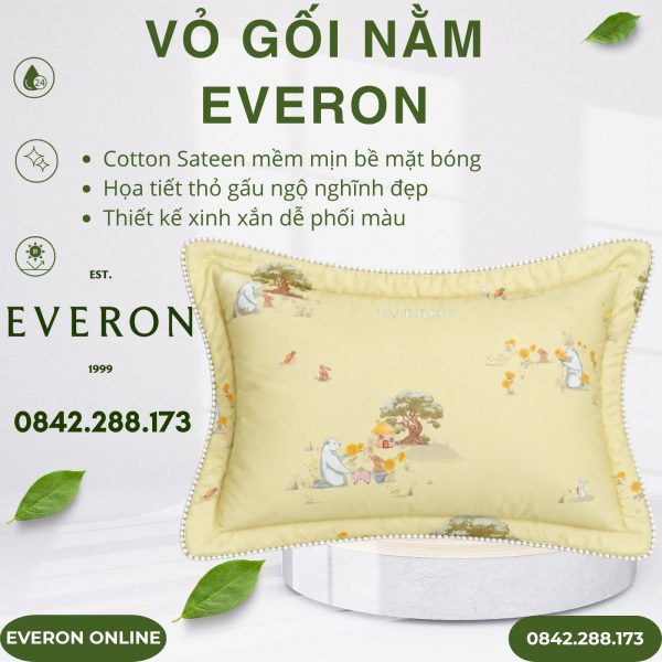 Vỏ gối nằm Everon CPC27203 Rabbit & Bear Cotton Sateen