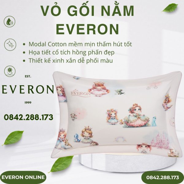 Vỏ gối nằm Everon CPM25205 Công Chúa Điệu Modal Cotton