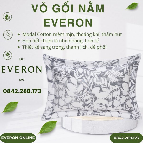 Vỏ gối nằm Everon EPM25026 Chùm Lá Tinh Tế Modal Cotton