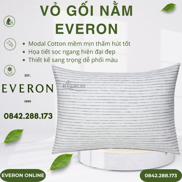 Vỏ gối nằm Everon EPM25038 Đường Sọc Ngang Modal Cotton