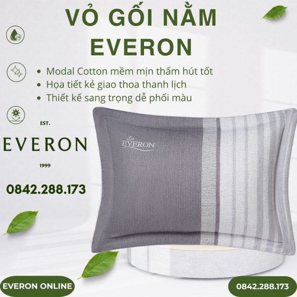 Vỏ gối nằm Everon EPM25039 Kẻ Giao Thoa Modal Cotton