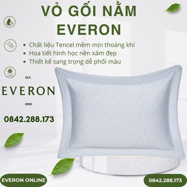 Vỏ gối nằm Everon EPTC25037 Kỷ Hà Xám Tencel
