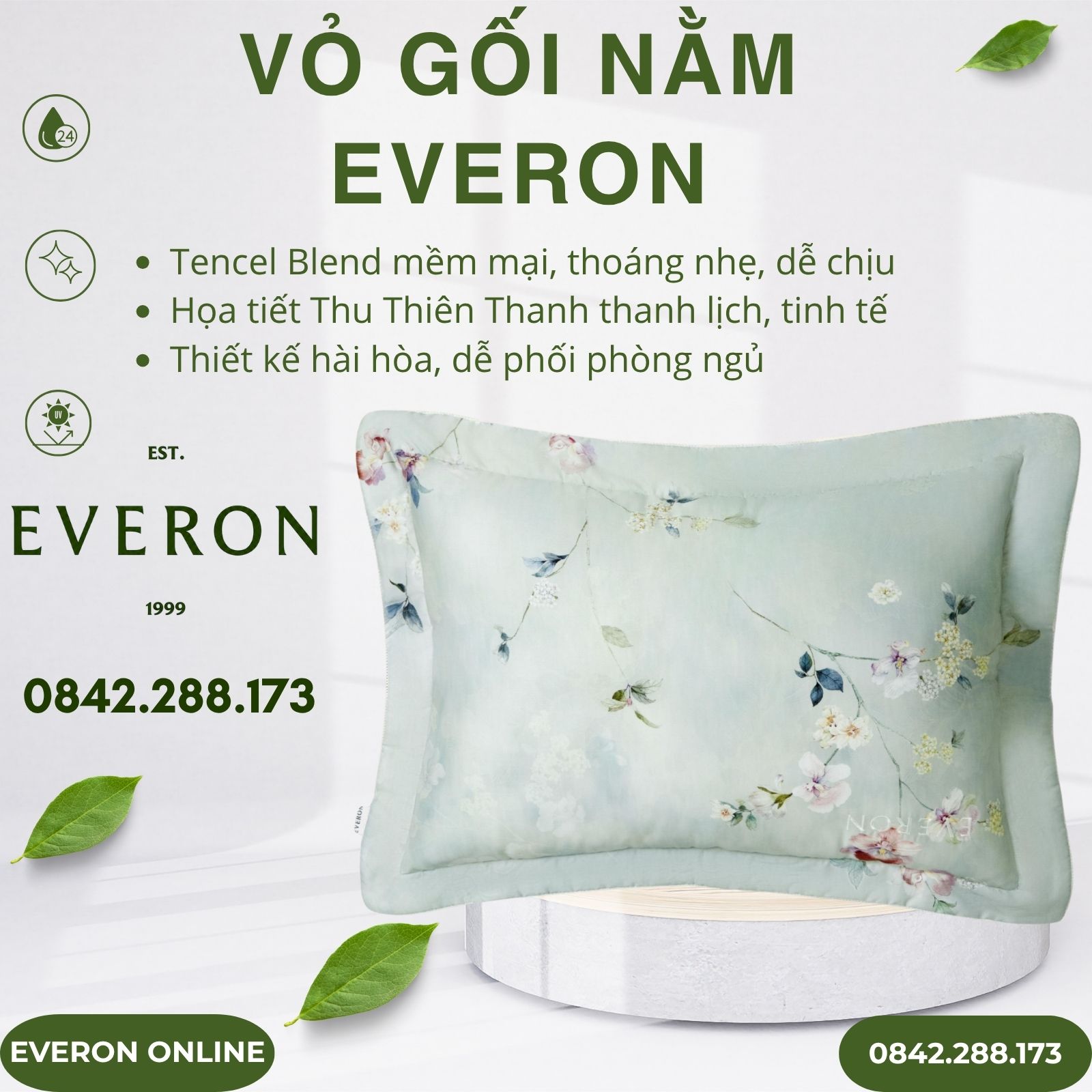 Vỏ gối nằm Everon EPTC26011 Thu thiên thanh Vỏ gối nằm Everon EPTC26011 Thu thiên thanh