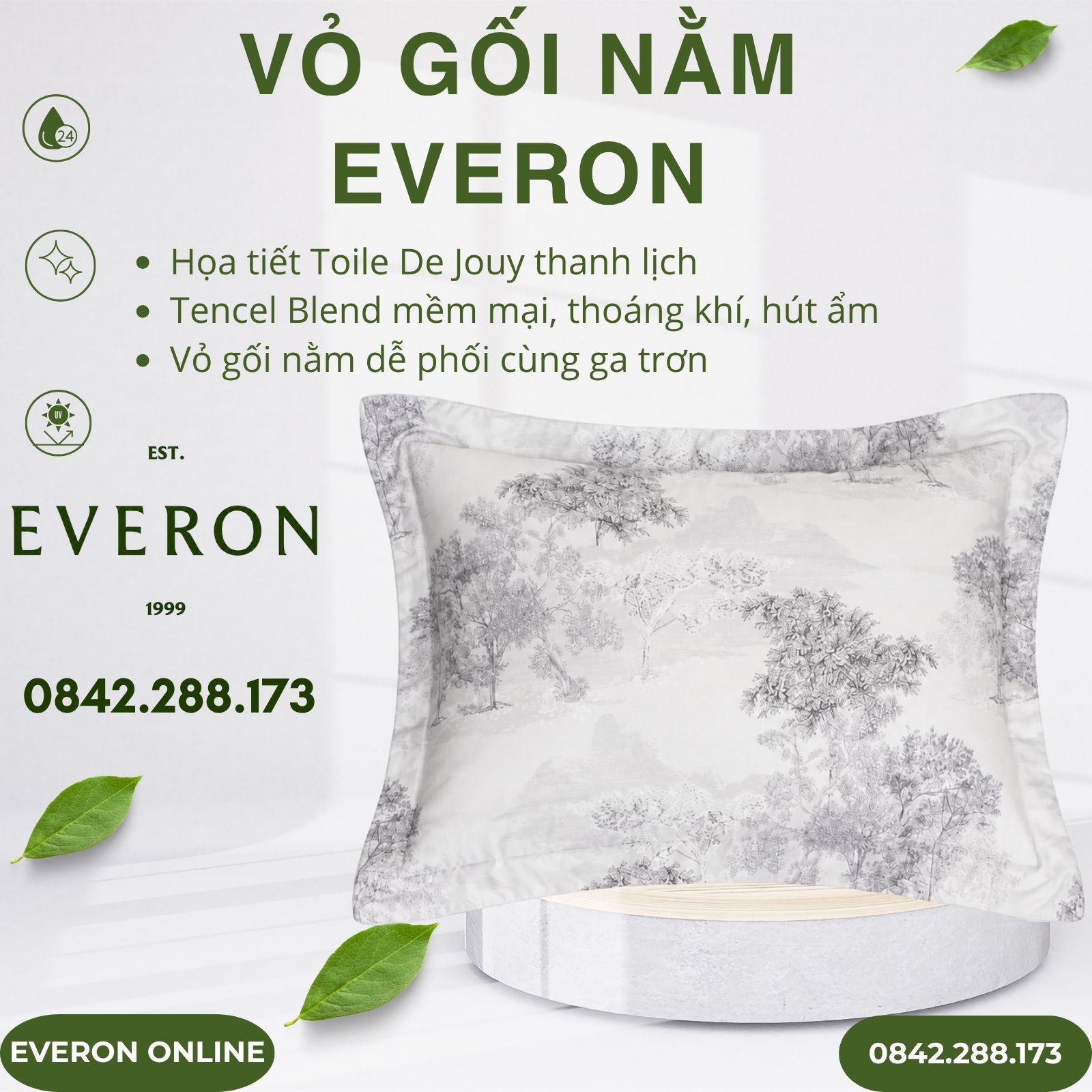 Vỏ gối nằm Everon EPTC27023 Toile De Jouy Vỏ gối nằm Everon EPTC27023 Toile De Jouy