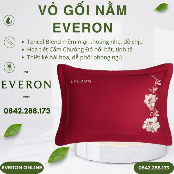 Vỏ gối nằm Everon ESTC26007 Cẩm Chướng Đỏ