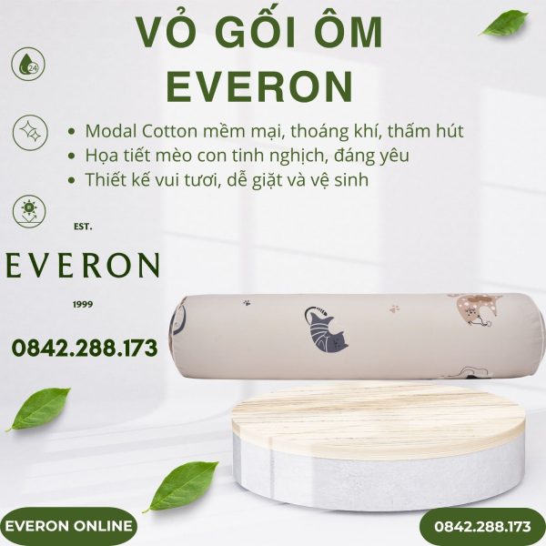 Vỏ gối ôm Everon CPM25202 Mèo vui vẻ