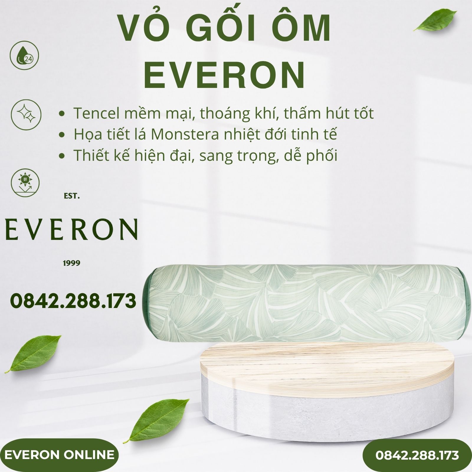 Vỏ gối ôm Everon EPT26015 Monstera Vỏ gối ôm Everon EPT26015 Monstera