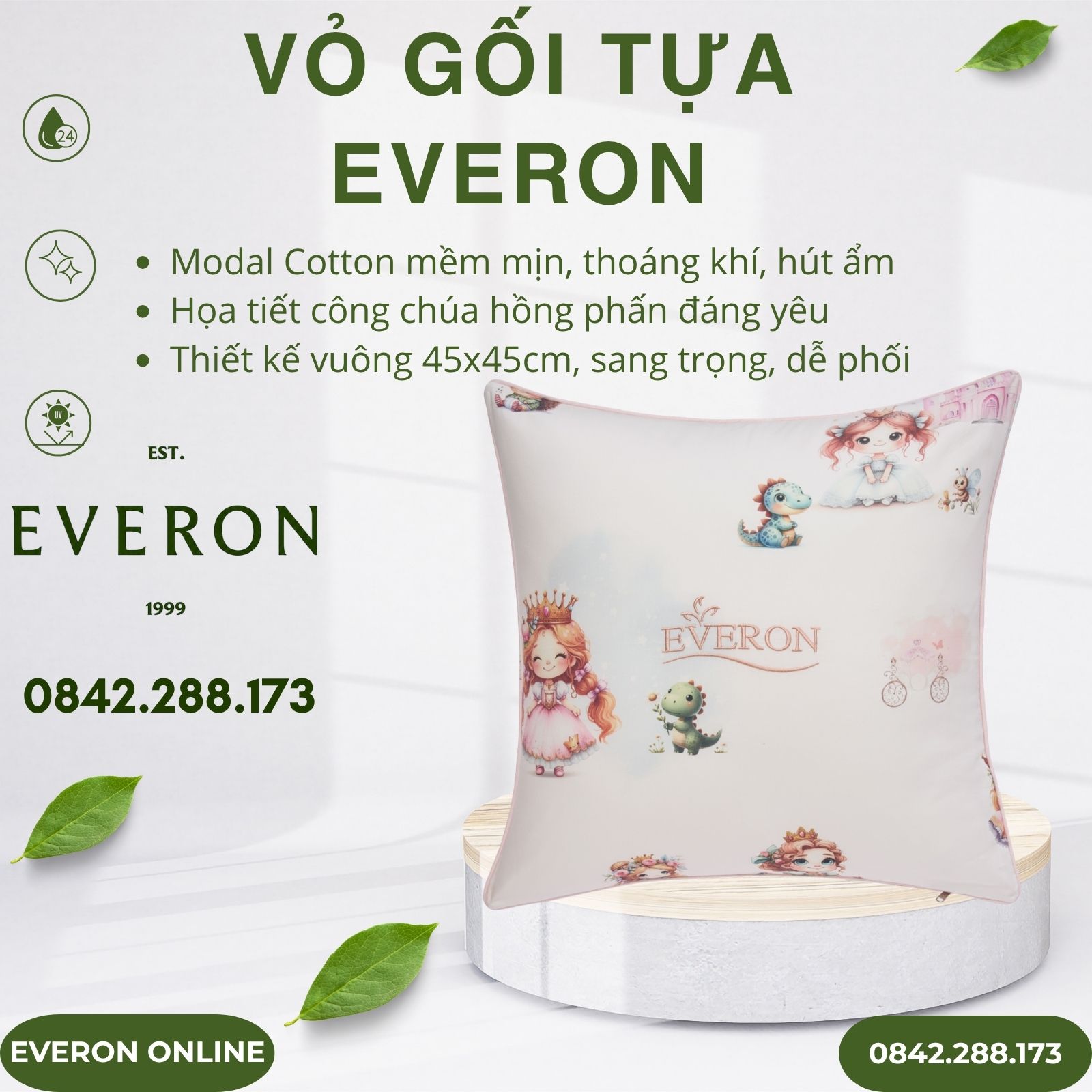 Vỏ gối tựa Everon CPM25205 Công Chúa Điệu Vỏ gối tựa Everon CPM25205 Công Chúa Điệu