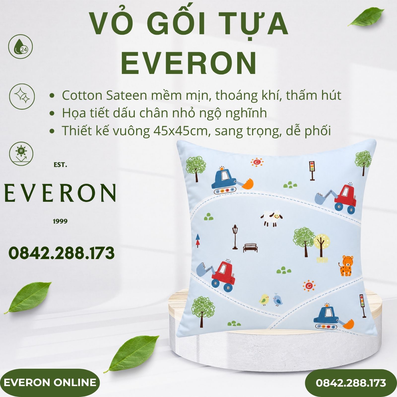 Vỏ gối tựa Everon CPM27202 Track & Tail Vỏ gối tựa Everon CPM27202 Track & Tail