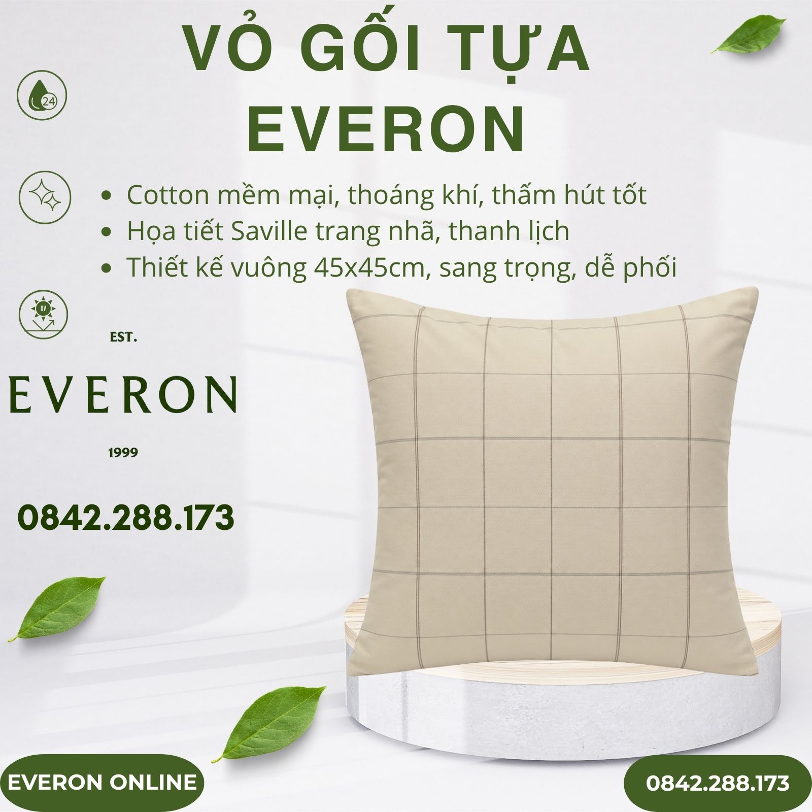 Vỏ gối tựa Everon EPC27032 Saville 45x45cm Vỏ gối tựa Everon EPC27032 Saville 45x45cm