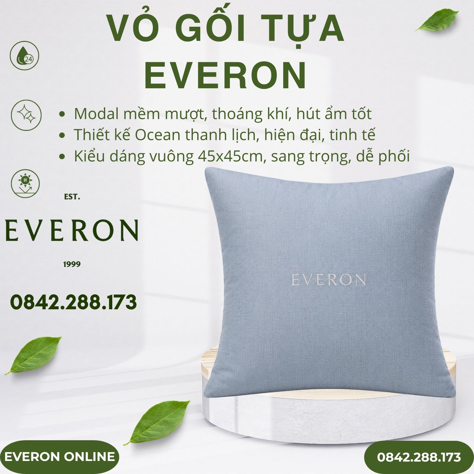 Vỏ gối tựa Everon EPM27034 Ocean 45x45cm Vỏ gối tựa Everon EPM27034 Ocean 45x45cm