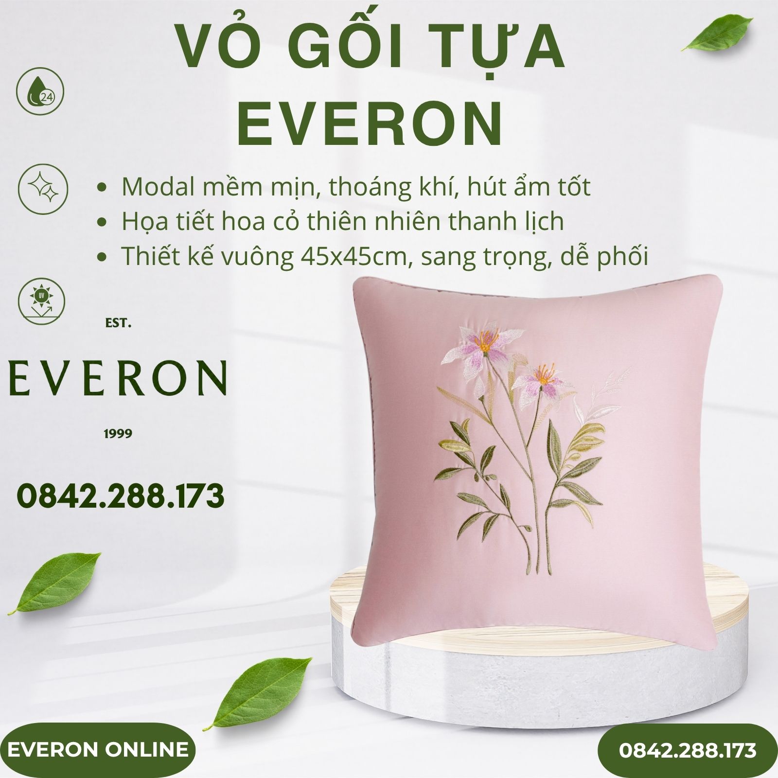 Vỏ gối tựa Everon ESM26004 Đồng Ca Hoa Cỏ Vỏ gối tựa Everon ESM26004 Đồng Ca Hoa Cỏ