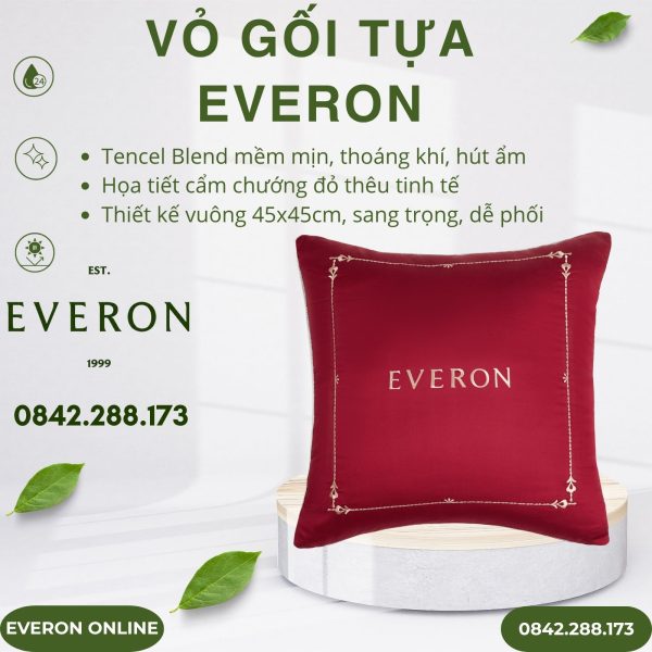 Vỏ gối tựa Everon ESTC26007 Cẩm Chướng Đỏ